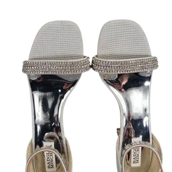 Badgley Mischka Shoes Womens 10 Pump Heels Formal Evening Ankle Strap Rhinestone - Picture 13 of 15